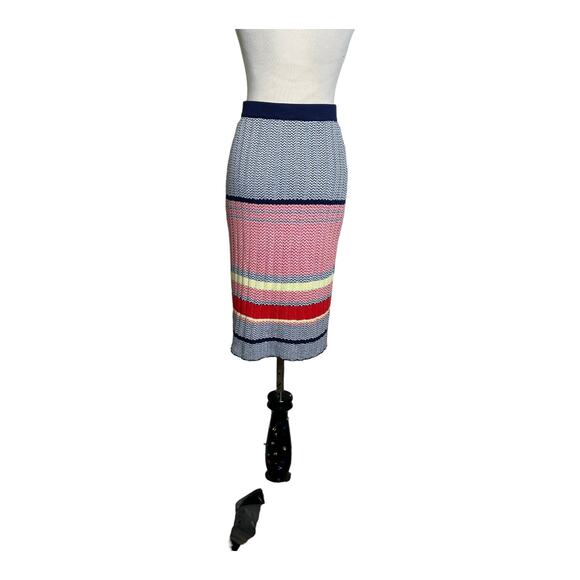 Lucy Paris blue red striped knit pull on tube skirt size Small - Picture 11 of 12
